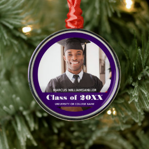 Photo Class Year Purple Graduation Metal Ornament