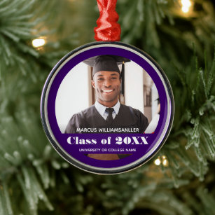 Photo Class Year Purple Graduation Metal Ornament
