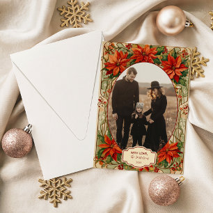 Photo Classic Botanical Christmas Holiday Card