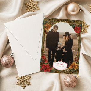Photo Classic Victorian Christmas Florals Holiday Card