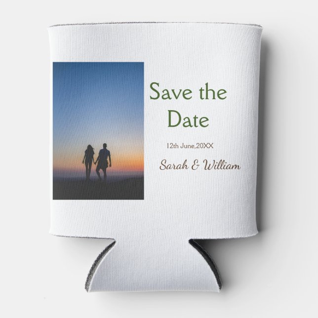 Photo classic white elegant typography wedding mod can cooler (Front)