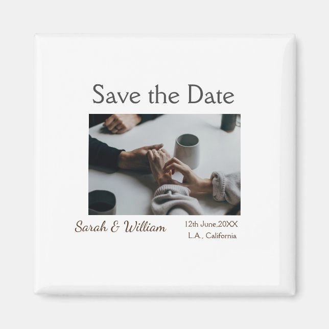 Photo classic white elegant typography wedding mod magnet (Front)