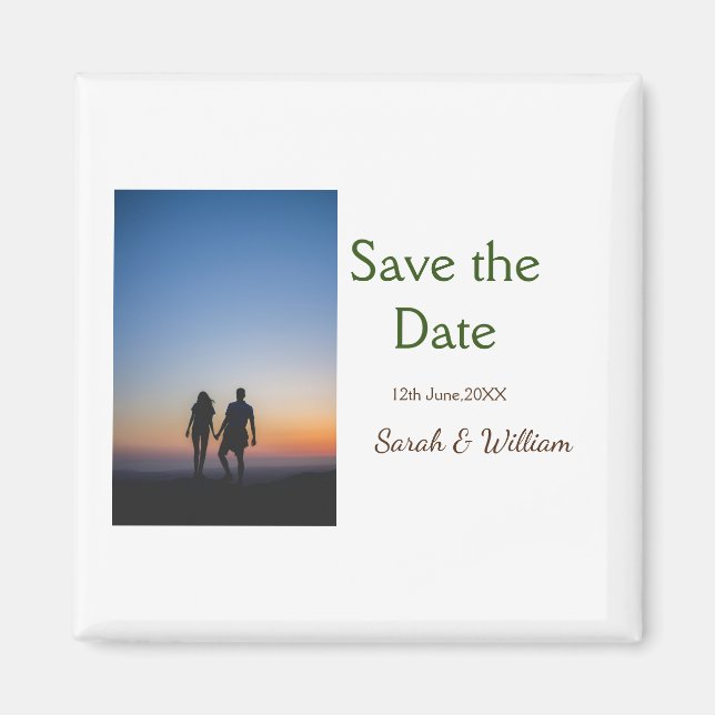 Photo classic white elegant typography wedding mod magnet (Front)