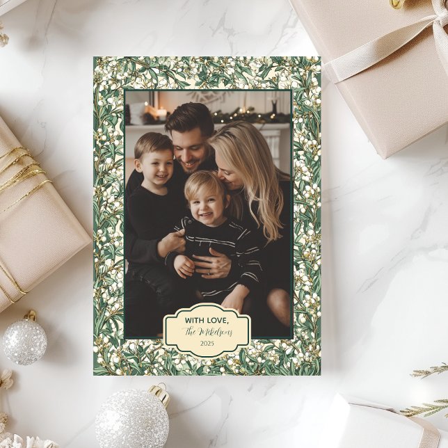 Photo Classic Winter Greenery Christmas Holiday Card (Creator Uploaded)