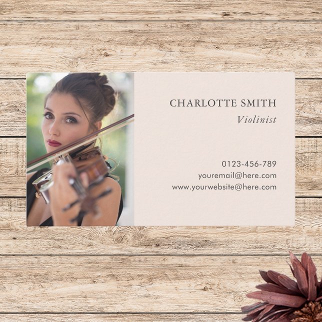Photo Classical Musician Professional Blush Pink Business Card (Creator Uploaded)
