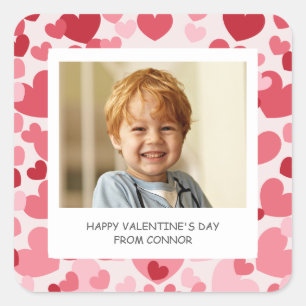 Photo Classroom Valentine Personalized Square Sticker