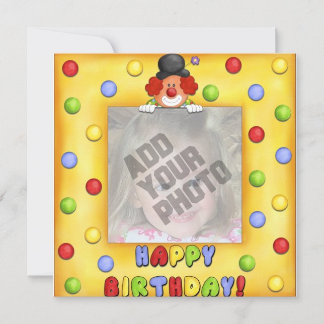 Photo Clown Birthday Card (Front)