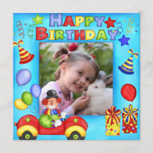 Photo Clown Birthday Party Invitation
