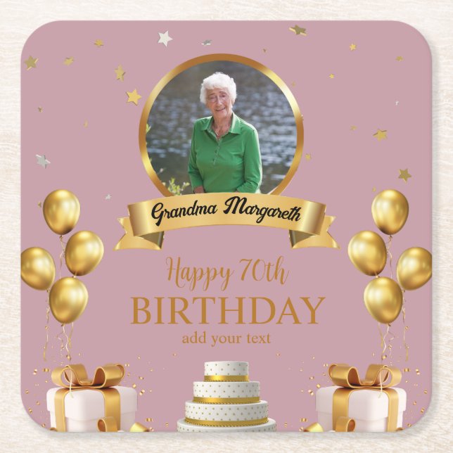 Photo Coasters For 70th Birthday (Front)