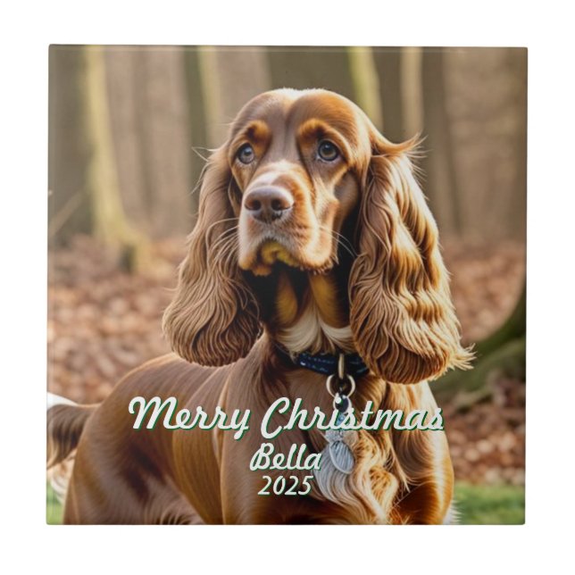 Photo Cocker Spaniel KEEPSAKE Personalise Ceramic Tile (Front)