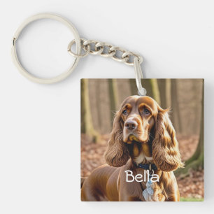 Photo Cocker Spaniel Personalise Key Ring