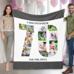 Photo Collage70th Birthday Grey White Picture Fleece Blanket<br><div class="desc">Custom Picture Blanket with 13 of your favourite photos. This stylish photo collage is in the shape of the number 70 on a white background with charcoal grey borders. The blanket can also be personalised with the name and birth date of your choice. The template is set up ready for...</div>