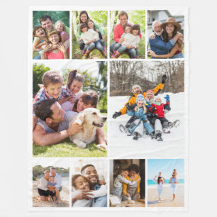 Photo Collage 10 Pictures Fleece Blanket