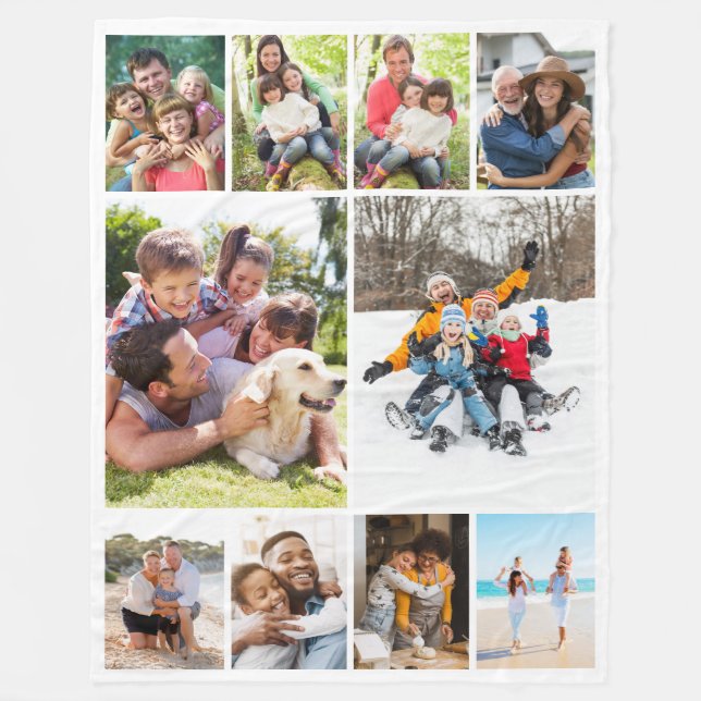 Photo Collage 10 Pictures Fleece Blanket (Front)
