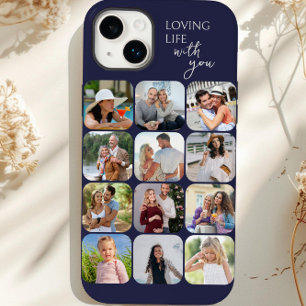 Photo Collage 12 Picture Grid Loving Life with You iPhone 14 Plus Case