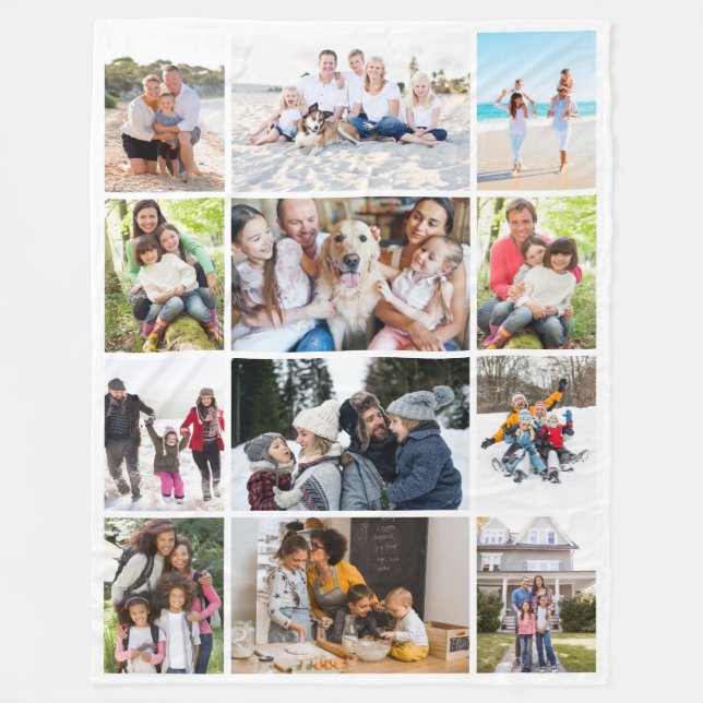 Photo Collage 12 Pictures Fleece Blanket (Front)