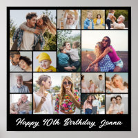 Photo Collage 15 Picture Grid Custom Square Black