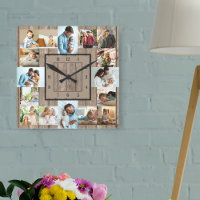 Photo Collage 16 Picture Rustic Wood Numbered