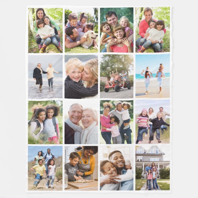Photo Collage 16 Pictures Keepsake Fleece Blanket (Front)