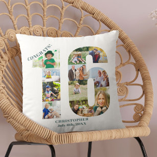 Photo Collage 16th Birthday Personalised Keepsake Cushion