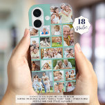 Photo Collage 18 Photos Custom Colour Mint iPhone 16 Case<br><div class="desc">Carry 18 of your favourite photos on this custom colour cell phone case with a photo collage of a variety of shapes and sizes of pictures(shown in mint green or turquoise). Change the background colour in EDIT. PHONE OPTIONS: The sample is shown on the Apple iPhone 16 with the "Barely...</div>