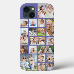 Photo Collage 18 Photos Custom Colour Purple iPhone 13 Case