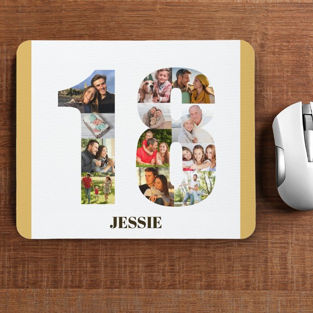 Photo Collage 18th Birthday Number 18 Custom Mouse Pad (Creator Uploaded)