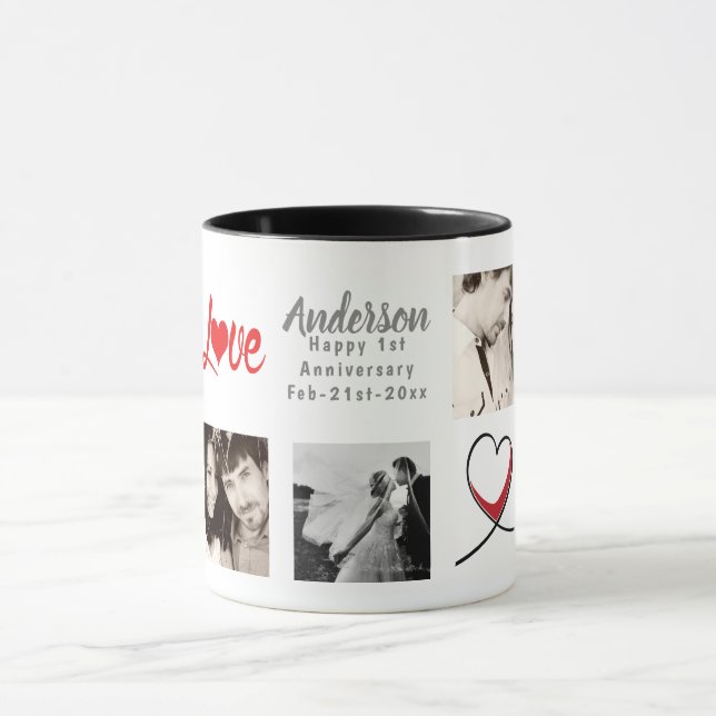 PHOTO COLLAGE 1st 5th 10th 15th Anniversary Modern Mug (Center)