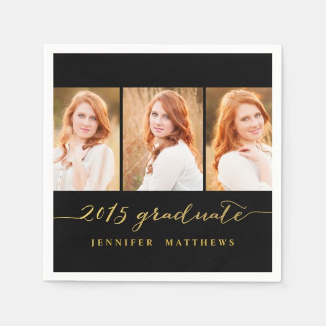 Photo Collage 2015 Graduation Party Paper Napkin (Front)