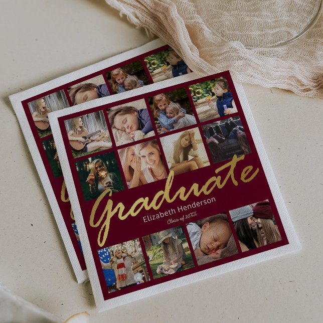 Photo Collage 2025 Graduation Party Napkin (Creator Uploaded)