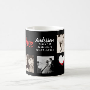PHOTO COLLAGE 20th 25th 30th Anniversary Black Coffee Mug