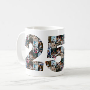 Photo collage 25th anniversary gifts by year coffee mug