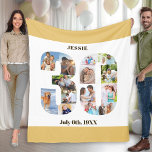 Photo Collage 30th Birthday Neutral Sand Picture Fleece Blanket<br><div class="desc">Custom Picture Blanket with 14 of your favourite photos. This stylish photo collage is in the shape of the number 30 on a white background with neutral beige sand / muted yellow borders. The blanket can also be personalised with the name and birth date of your choice, which is lettered...</div>