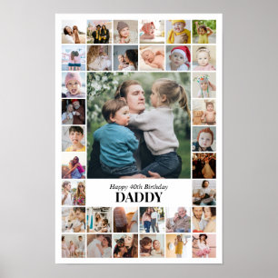 Photo Collage 35 Pictures 12x18 16x24 20x30 White Poster