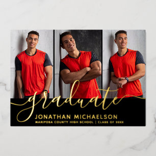 Photo Collage 3 Pictures Graduation Announcement
