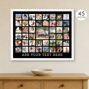 Photo Collage 45 Photos Personalised Black Print