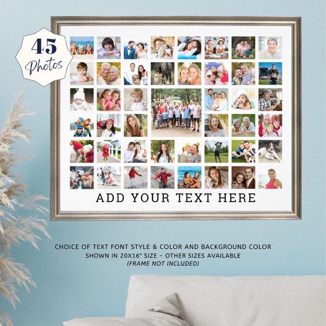 Photo Collage 45 Photos Personalised White Print (Creator Uploaded)