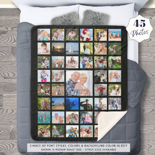 Photo Collage 45 Pics Your Colour Personalised Sherpa Blanket