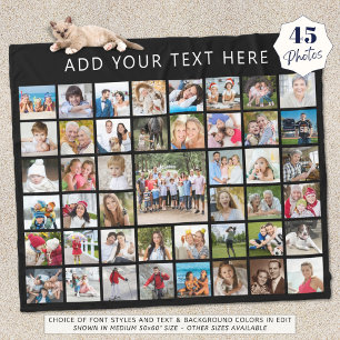 Photo Collage 45 Square Photos Personalized Custom Fleece Blanket