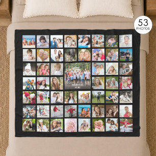 Photo Collage 53 Photos Personalised Black Fleece Blanket