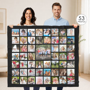 Photo Collage 53 Photos Personalised Black Fleece Blanket