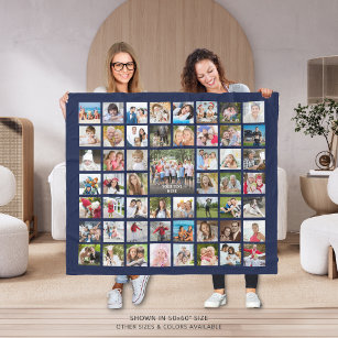 Photo Collage 53 Photos Personalised Custom Colour Fleece Blanket
