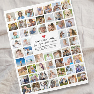 Photo Collage 57 Pictures Easy DYI Custom Gift Fleece Blanket