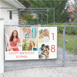 Photo Collage 5 Picture Personalised 18th Birthday Banner<br><div class="desc">Personalised banner celebrating an 18th Birthday - or customise for any other age! The photo template is set up for you to add 5 of your favourite photos which are displayed in a photo collage of horizontal landscape and vertical portrait formats. The wording simply reads "Happy Birthday [your name]" in...</div>