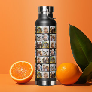 Photo Collage - 6 Photos All Over Pattern Grid Water Bottle