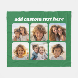 Photo Collage - 6 Photos Collage Custom Text Fleece Blanket