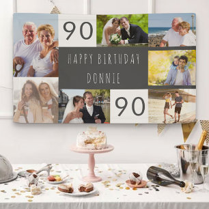 Photo Collage 7 Picture Personalised 90th Birthday Banner