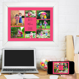 Photo Collage 7 Pictures Best Mom Ever Pink Poster