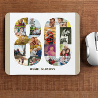 Photo Collage 80th Birthday Number 80 Custom