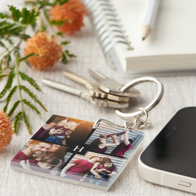 Photo Collage and Monogram Key Ring (Front Right)